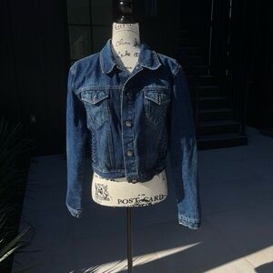 Zana Di Vintage Cropped Denim Jacket – Y2K Style (Size L)